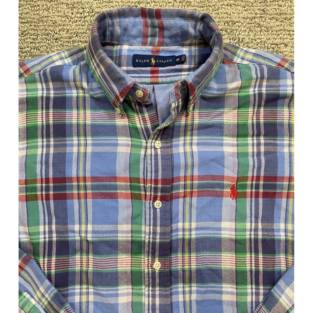 Polo‎ Ralph Lauren Mens Shirt M Plaid Double Layer Lined Long Sleeve Button